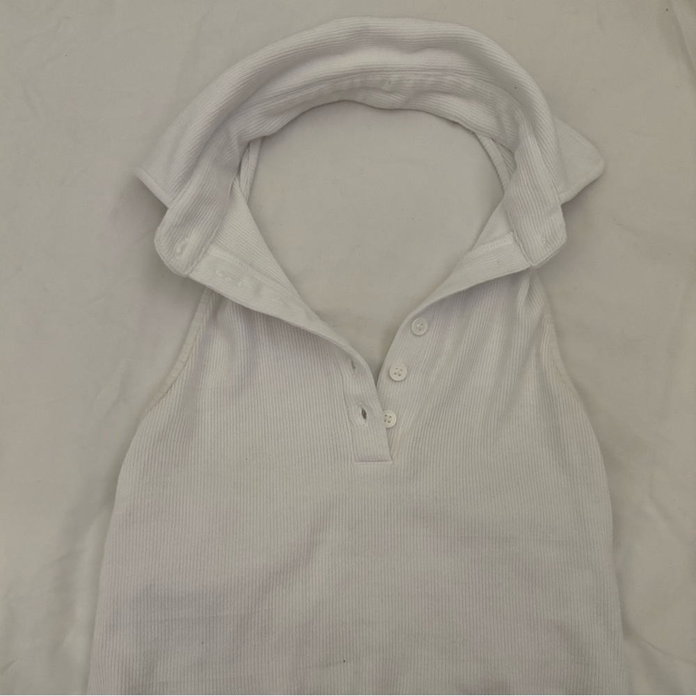 Garage White Ribbed Tank Top